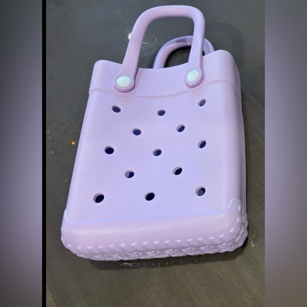 Purple Tote with Structured Design and Perforated Details